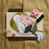 Girl in Fan - Kamisaka Sekka Meiji Rinpa Art Print / Canvas Delicate Pink Fabric Pouch Adorned Red Gray Floral Kamisaka Sekka, Avant-garde