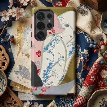 Girl in Fan - Kamisaka Sekka Rinpa Art Phone Case Phone Case Delicate Japanese-inspired Illustration Woman Traditional Attire Kamisaka