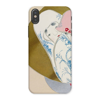 Girl in Fan - Kamisaka Sekka Rinpa Art Phone Case Iphone x / Matte Phone Case Artistic Design Stylized Female Figure Floral Kamisaka Sekka,