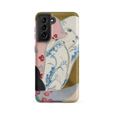 Girl in Fan - Kamisaka Sekka Rinpa Art Phone Case Samsung Galaxy S21 Fe / Matte Phone Case Stylized Japanese-inspired Illustration Soft