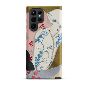 Girl in Fan - Kamisaka Sekka Rinpa Art Phone Case Samsung Galaxy S22 Ultra / Matte Phone Case Stylized Illustration Woman Traditional