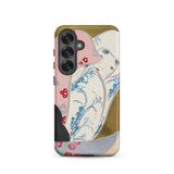 Girl in Fan - Kamisaka Sekka Rinpa Art Phone Case Samsung Galaxy S25 / Matte Phone Case Delicate Artistic Illustration Two Figures