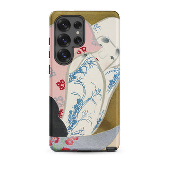 Girl in Fan - Kamisaka Sekka Rinpa Art Phone Case Samsung Galaxy S25 Ultra / Matte Phone Case Delicate Artistic Illustration Figure