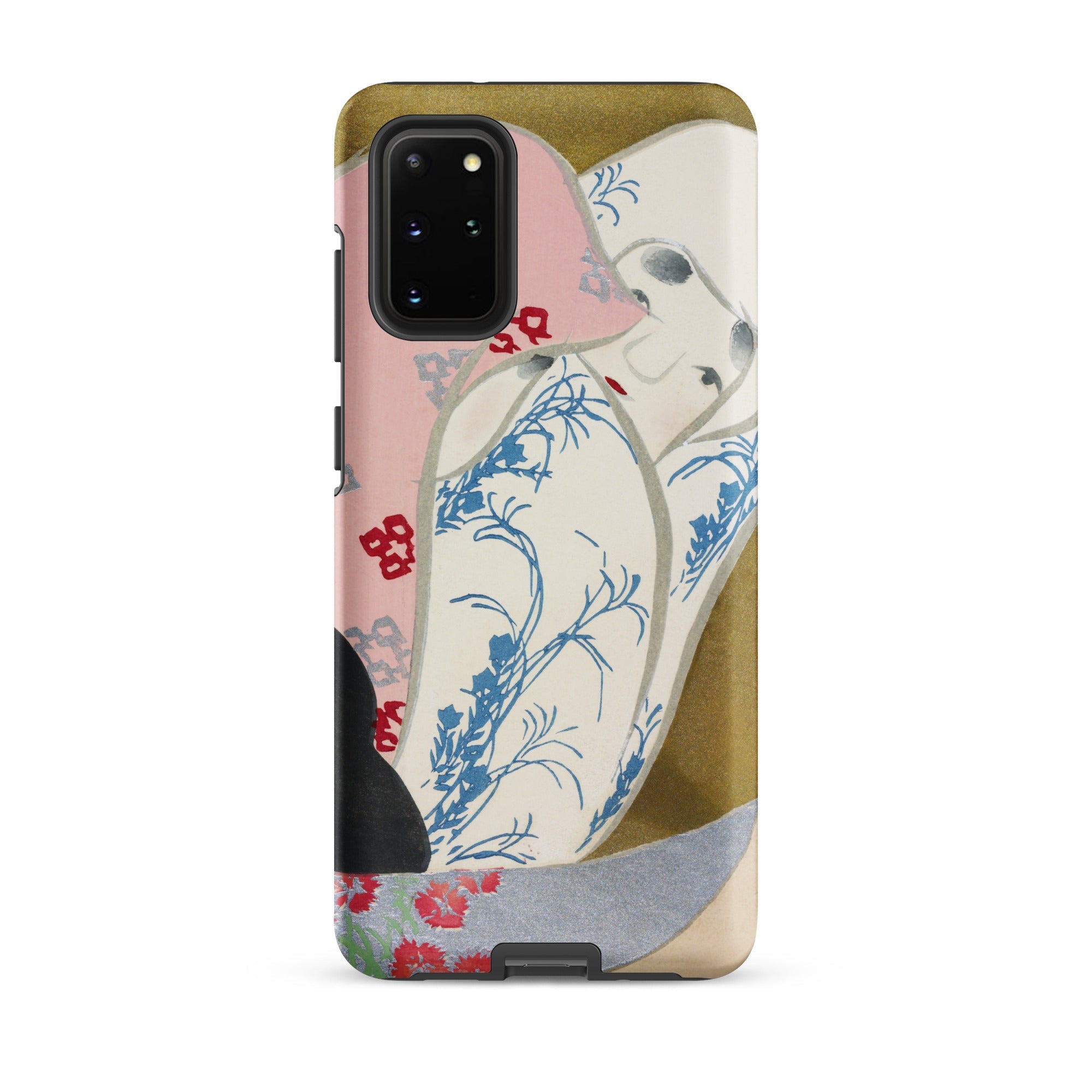 Girl in Fan Kamisaka Sekka Rinpa Art Samsung Case, Galaxy S20 Plus / Matte, Smartphone Case Abstract Art Design Stylized Figures Floral