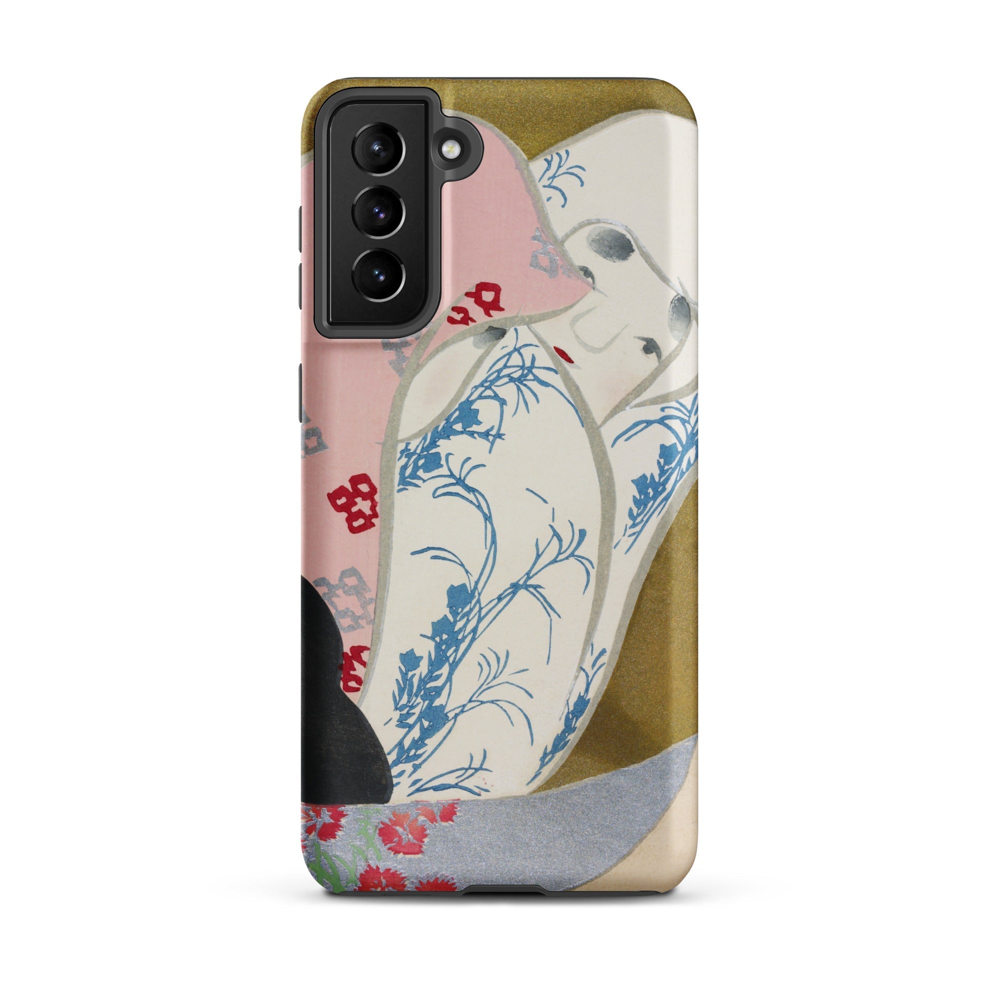 Girl in Fan Kamisaka Sekka Rinpa Art Samsung Case, Galaxy S21 Plus / Matte, Smartphone Case Colorful Abstract Design
