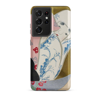 Girl in Fan - Kamisaka Sekka Rinpa Art Samsung Case, Galaxy S21 Ultra / Matte, Smartphone Case Japanese Art Design