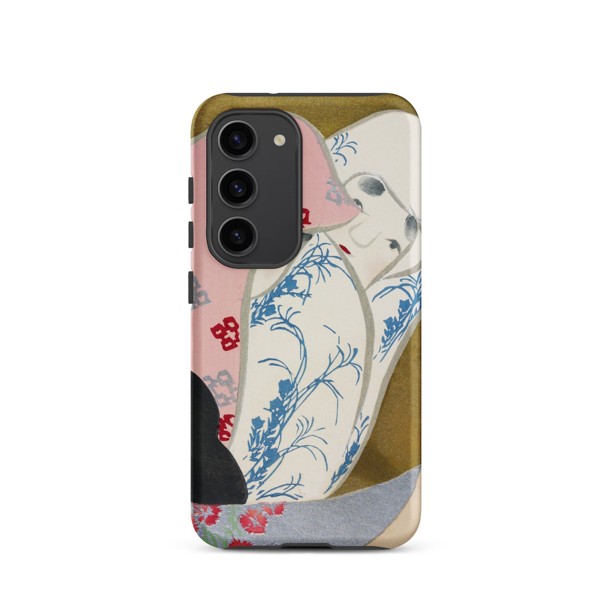 Girl in Fan Kamisaka Sekka Rinpa Art Samsung Case, Galaxy S23 / Matte, Smartphone Decorative Case Artistic Design Women Traditional Attire