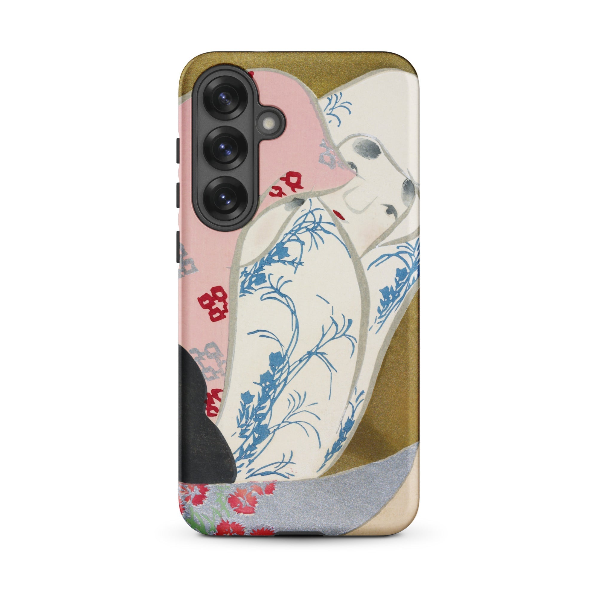Girl in Fan Kamisaka Sekka Rinpa Art Samsung Case, Galaxy S25 Plus / Matte, Smartphone Decorative Phone Case Abstract Design Inspired