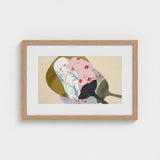 Girl in Fan - Kamisaka Sekka Meiji Rinpa Art Print / Canvas Framed Artwork Stylized Illustration Stacked Ceramic Bowls Spoons, Avant-garde