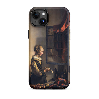 Girl Reading Letter - Johannes Vermeer Phone Case Iphone 15 Plus / Matte Phone Case Painting Johannes Vermeer Iphone Case, Girl Reading