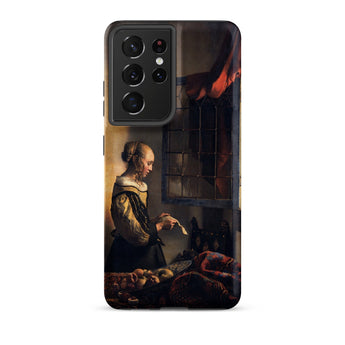 Girl Reading Letter - Johannes Vermeer Phone Case Samsung Galaxy S21 Ultra / Matte Black Phone Case Reproduction Vermeer’s Girl Pearl Woman