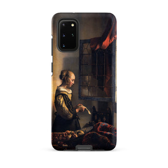 Girl Reading Letter - Johannes Vermeer Samsung Case, Galaxy S20 Plus / Matte, Black Smartphone Case Classical Painting Woman Window Piece
