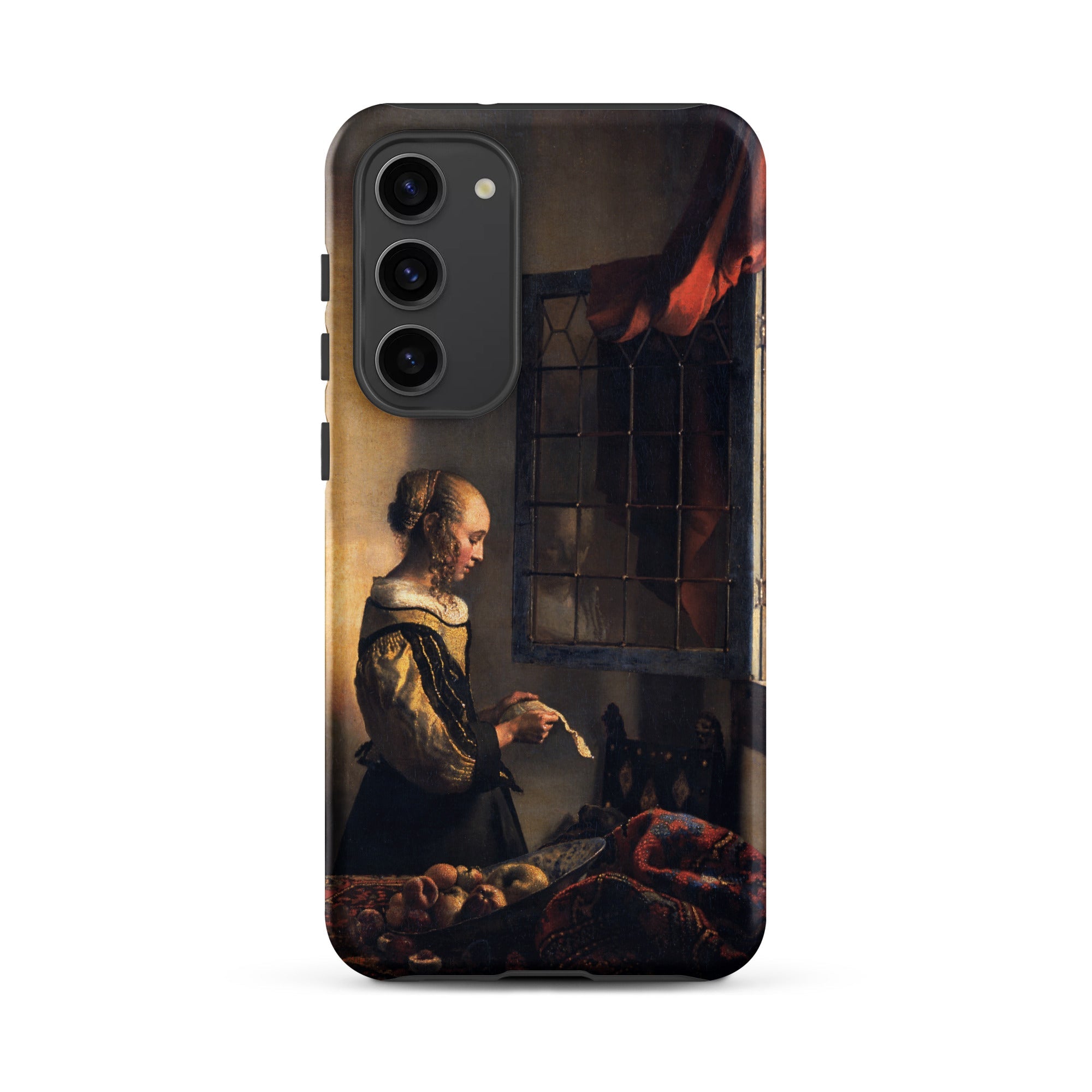 Girl Reading Letter Johannes Vermeer Samsung Case, Galaxy S23 Plus / Matte, Black Smartphone Case Classical Painting Woman Letter Window