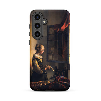 Girl Reading Letter - Johannes Vermeer Samsung Case, Galaxy S24 Plus / Matte, Black Smartphone Case Classical Painting Woman Window
