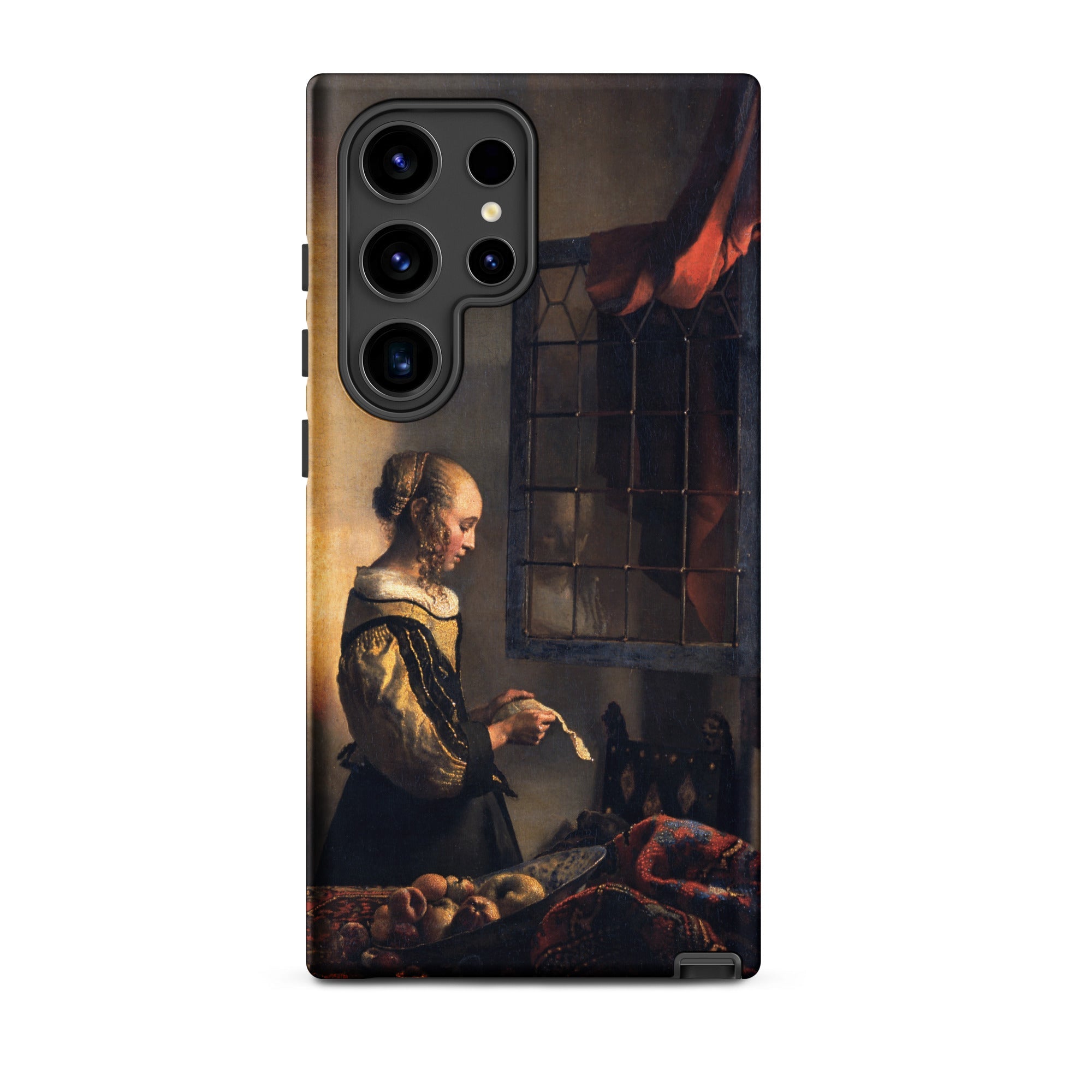 Girl Reading Letter Johannes Vermeer Samsung Case, Galaxy S24 Ultra / Matte, Black Smartphone Case Classical Painting Woman