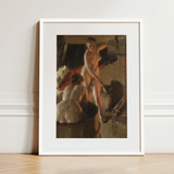 Girls from Dalarna Having a Bath - Anders Zorn Art Print / Canvas Framed Oil Painting Two Nude Figures Dimly Lit Anders Zorn, Dim Timber