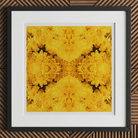 Gold Rush - Chrysanthemum Op Art Print, 12x12’’ / 31x31cm / Black Frame / 2’’ Matboard, Framed Print Symmetrical Kaleidoscope Pattern