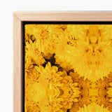 Framed Canvas Print Vibrant Symmetrical Pattern Golden-yellow Chrysanthemums Behold Gold Rush, Entrancing Floral Symphony, Trippy