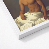 White-framed Canvas Print Classical Painting Muscular Nude Male Moonlit Desire Beckons, Gay Indian Neoclassical, Art