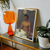Gold Star - Gay Indian Neoclassical Art Print, Framed Artistic Portrait Photograph Shirtless Figure Dark Background