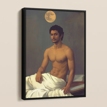 Gold Star - Gay Indian Neoclassical Framed Canvas, Framed Portrait Man Moon