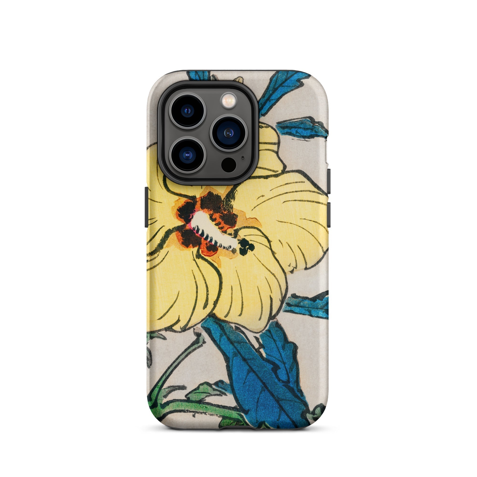 Golden Hibiscus Kōno Bairei Floral Iphone Case, 14 Pro / Matte, Floral Patterned Phone Case