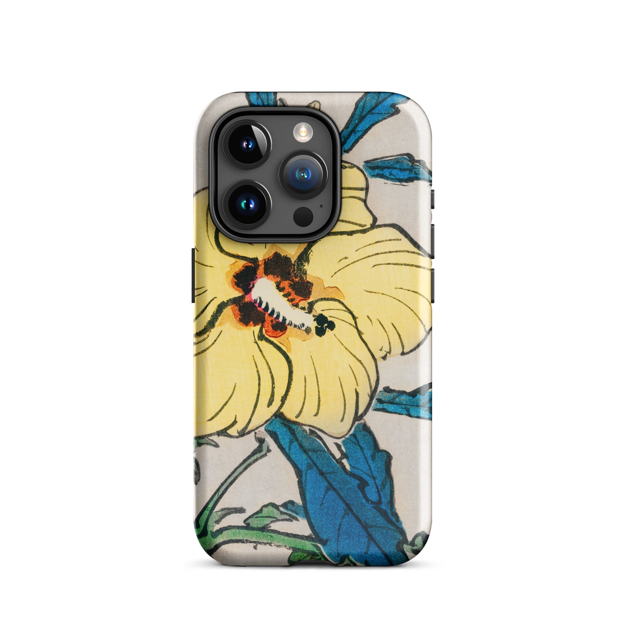 Golden Hibiscus Kōno Bairei Floral Iphone Case, 15 Pro / Matte, Floral Patterned Phone Case