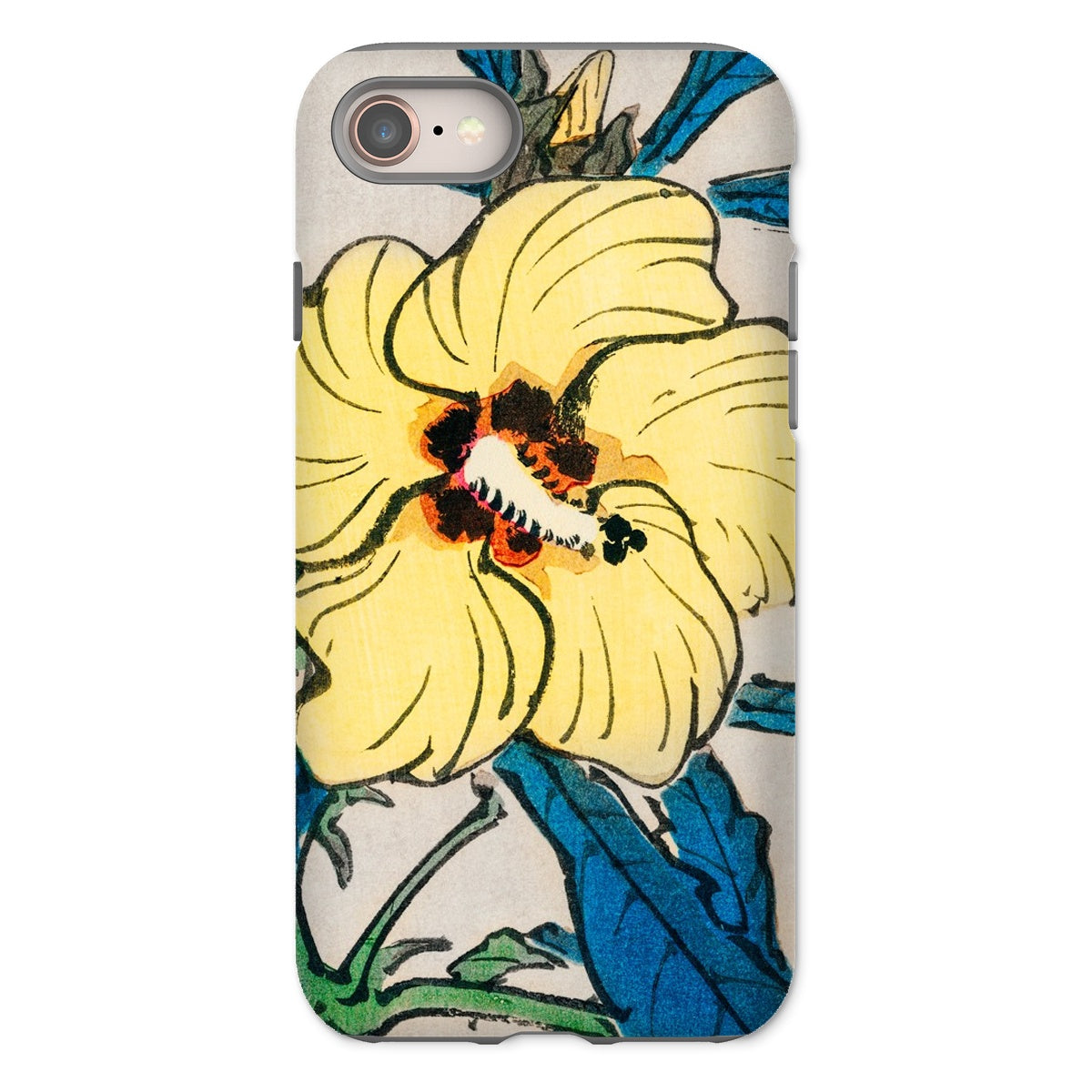 Golden Hibiscus Kōno Bairei Floral Iphone Case, 8 / Matte, Floral Patterned Phone Case Prominent Yellow Hibiscus Flower