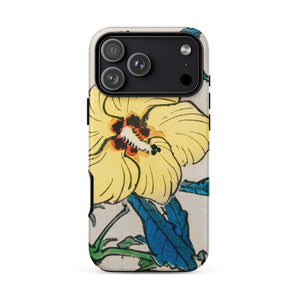 Golden Hibiscus - Kōno Bairei Floral Phone Case Iphone 17 Pro Max / Matte Yellow Hibiscus Flower Phone Case Blue Leaves Black Kōno