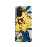 Golden Hibiscus - Kōno Bairei Floral Samsung Case, Galaxy S20 / Matte, Smartphone Case Yellow Hibiscus Flower Blue Leaves Design