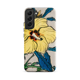 Golden Hibiscus - Kōno Bairei Floral Samsung Case, Galaxy S22 Plus / Matte, Phone Case Yellow Hibiscus Flower Blue Green Leaves