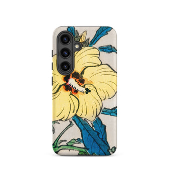 Golden Hibiscus - Kōno Bairei Floral Samsung Case, Galaxy S24 / Matte, Phone Case Yellow Hibiscus Flower Blue Leaves
