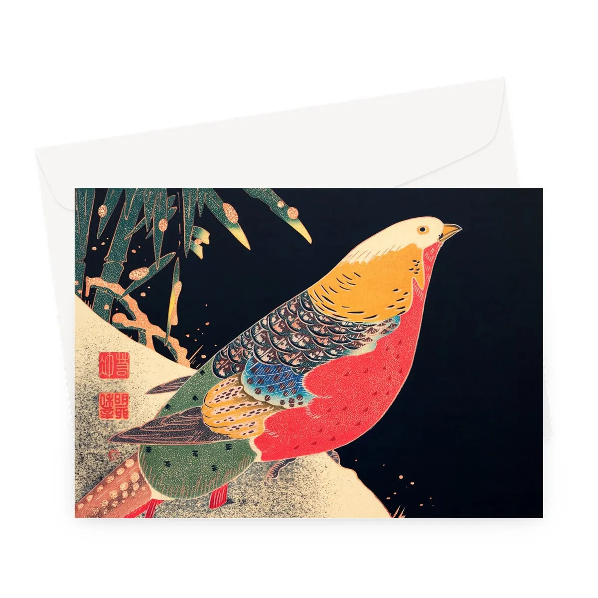 Golden Pheasant In The Snow By Ito Jakuchu Greeting Card - A5 Landscape / 1 Card - Greeting & Note Cards - Aesthetic Art