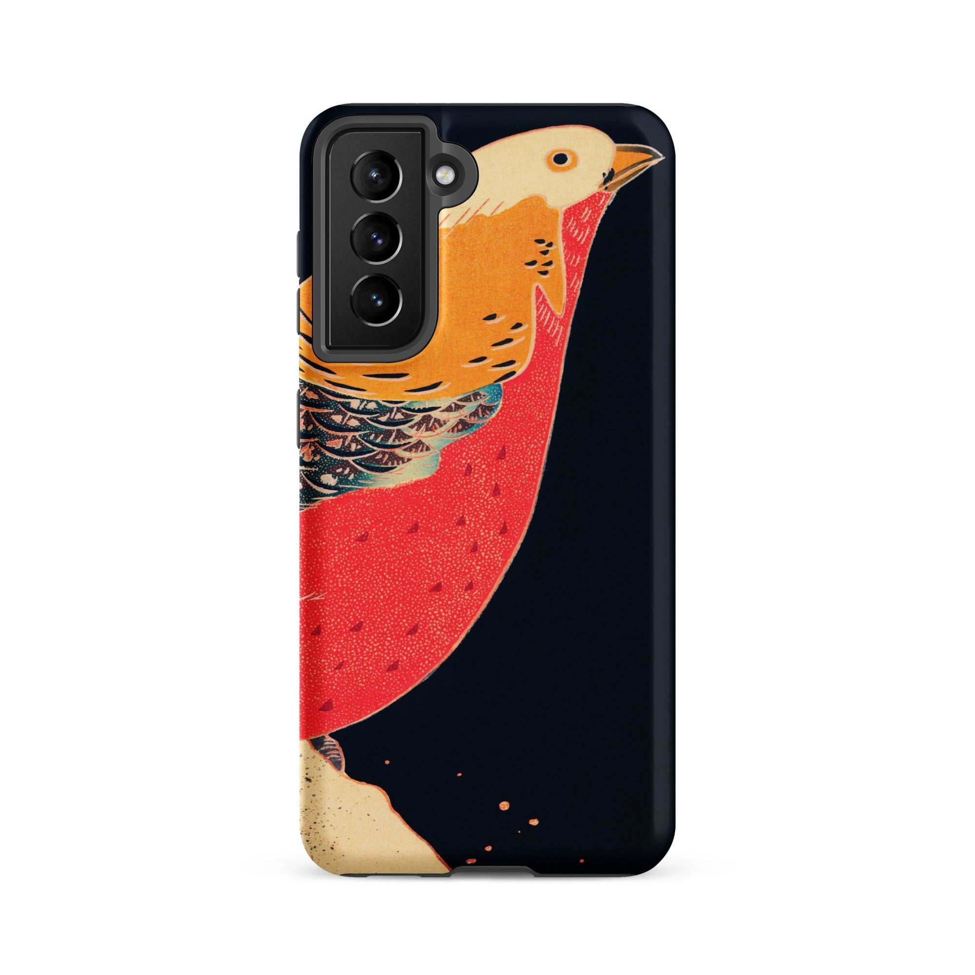 Golden Pheasant in the Snow Ito Jakuchu Samsung Case, Galaxy S21 Fe / Matte, Black Smartphone Case Vibrant Bird Design