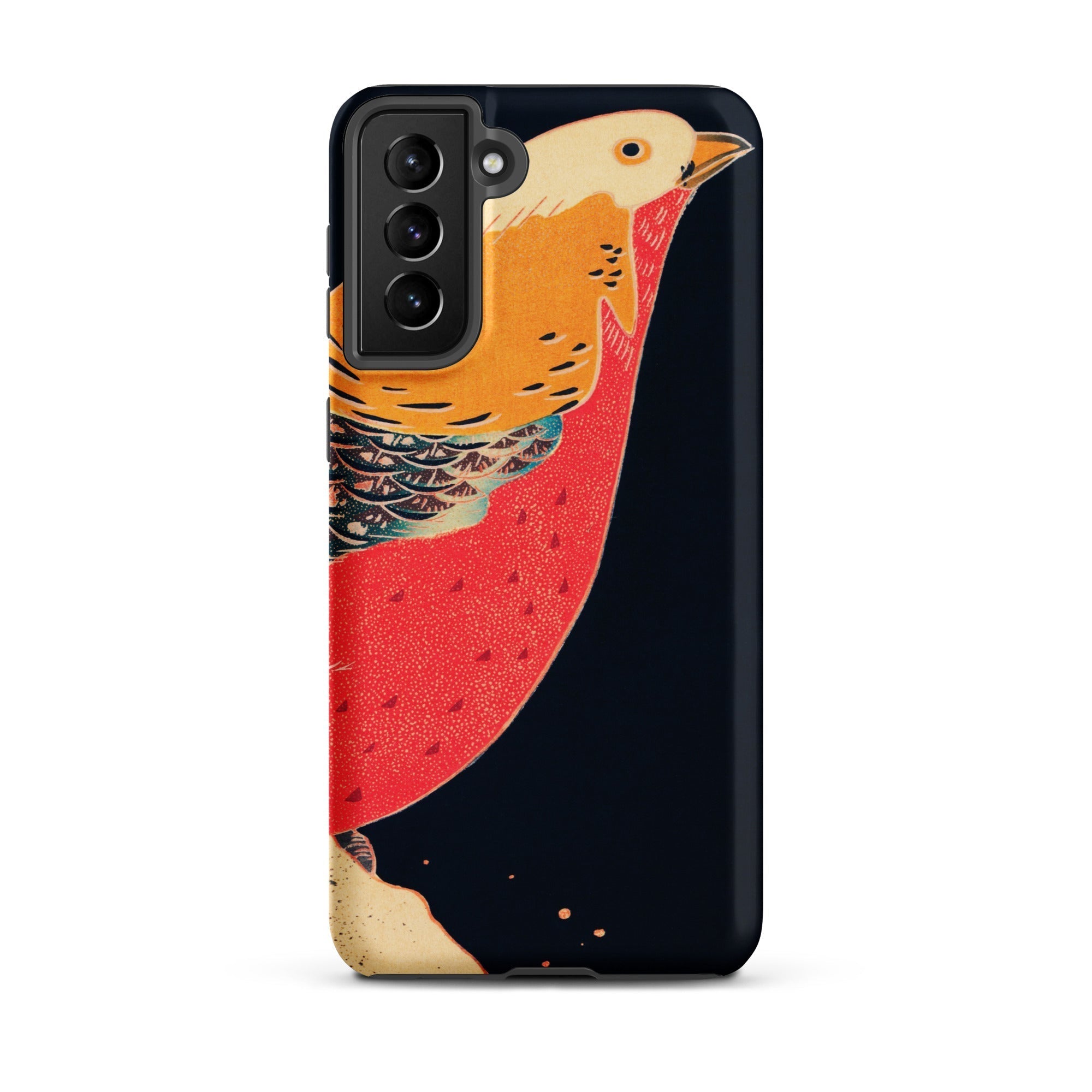 Golden Pheasant in the Snow Ito Jakuchu Samsung Case, Galaxy S21 Plus / Matte, Black Smartphone Case Vibrant Bird Design