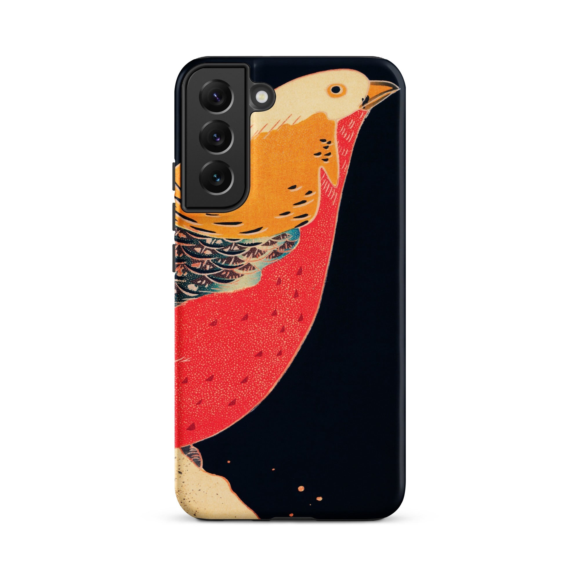 Golden Pheasant in the Snow Ito Jakuchu Samsung Case, Galaxy S22 Plus / Matte, Black Smartphone Case Artistic Depiction Bird Red Body