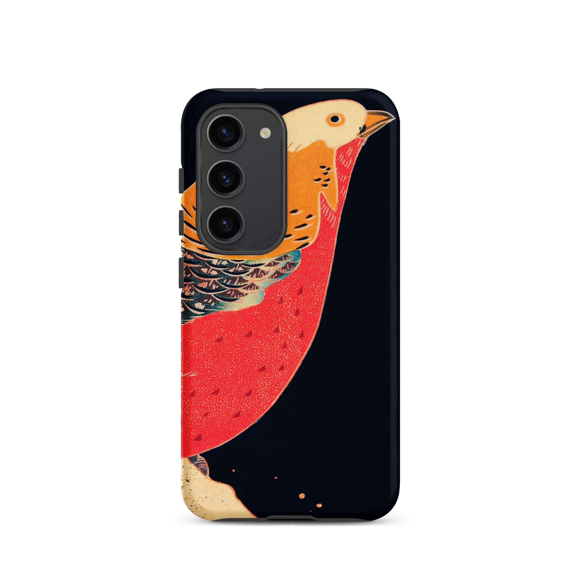 Golden Pheasant in the Snow Ito Jakuchu Samsung Case, Galaxy S23 / Matte, Black Smartphone Case Vibrant Illustrative Design Bird Red