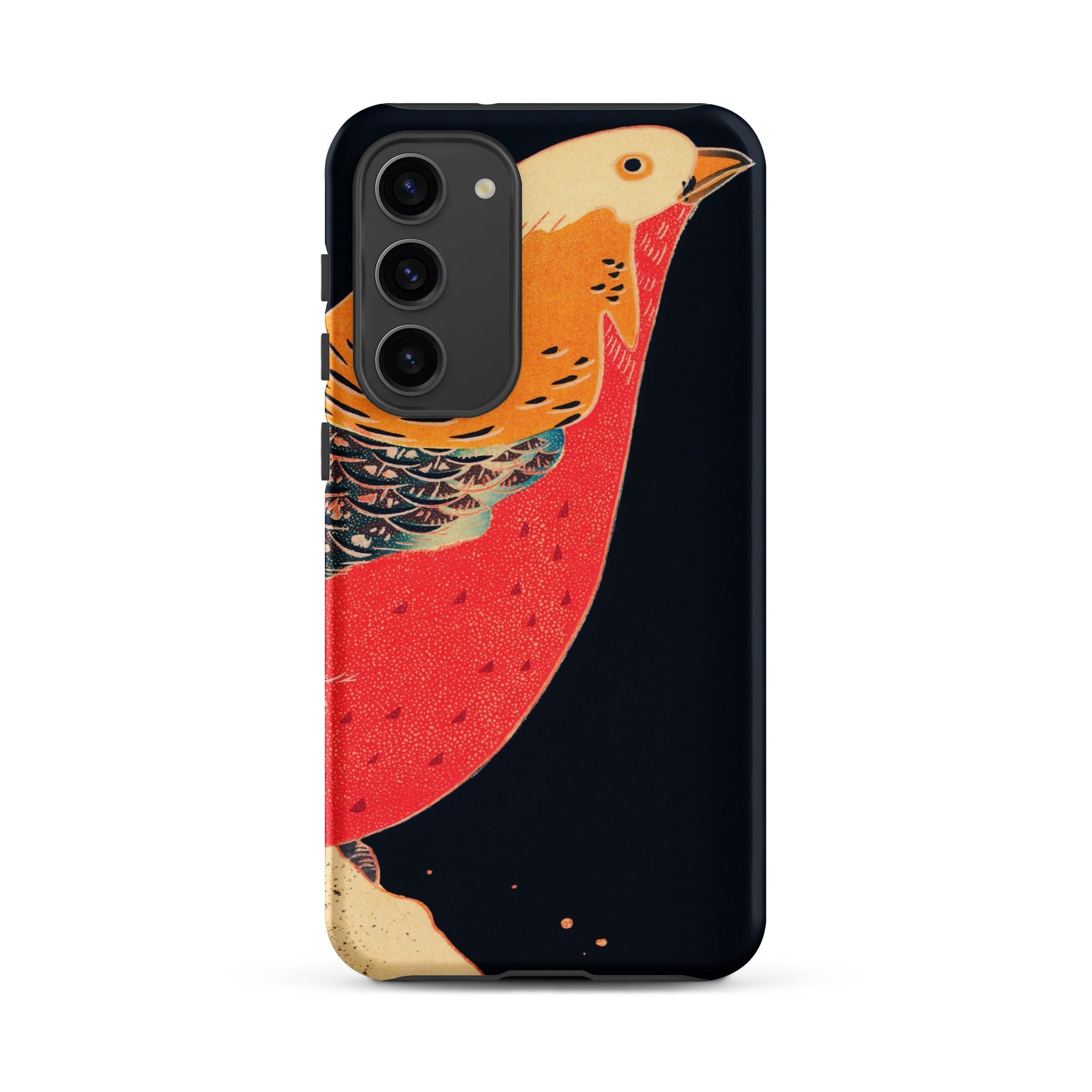 Golden Pheasant in the Snow Ito Jakuchu Samsung Case, Galaxy S23 Plus / Matte, Black Smartphone Case Vibrant Ukiyo e Style Bird Design