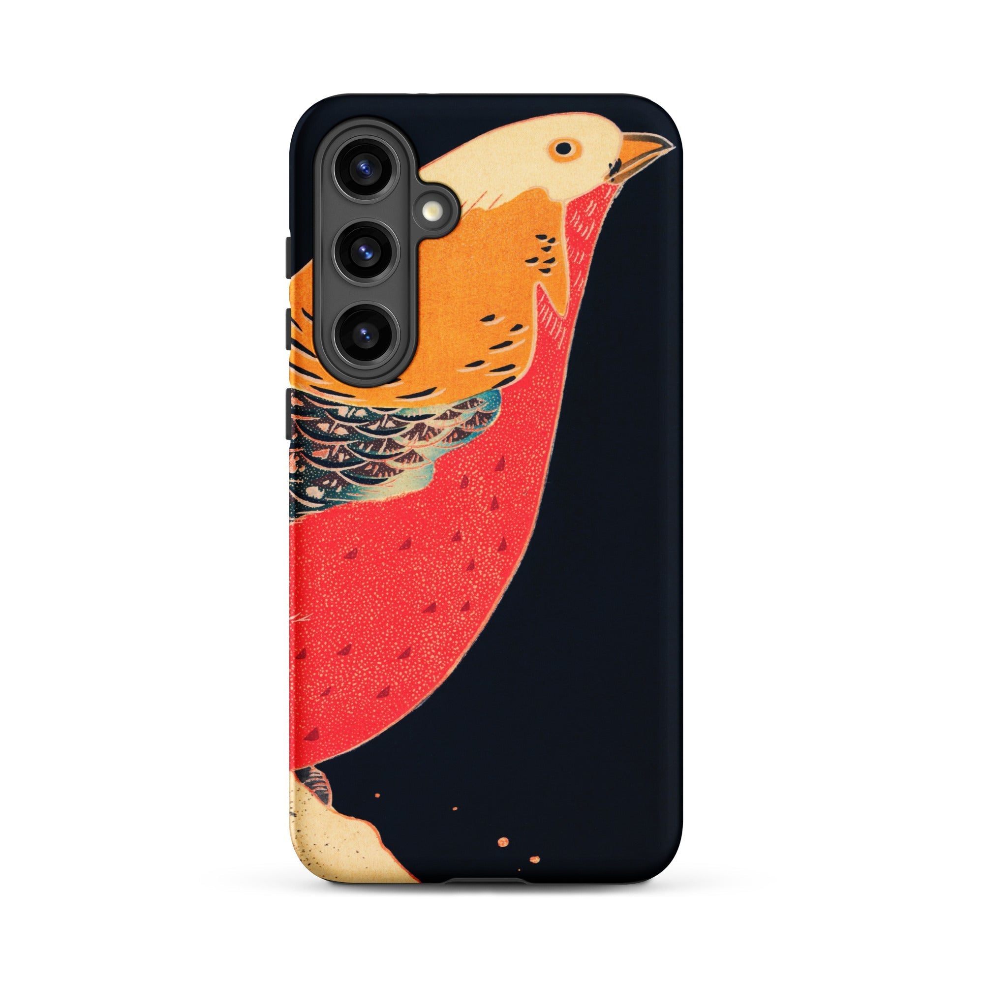 Golden Pheasant in the Snow Ito Jakuchu Samsung Case, Galaxy S24 Plus / Matte, Black Smartphone Case Colorful Bird Design