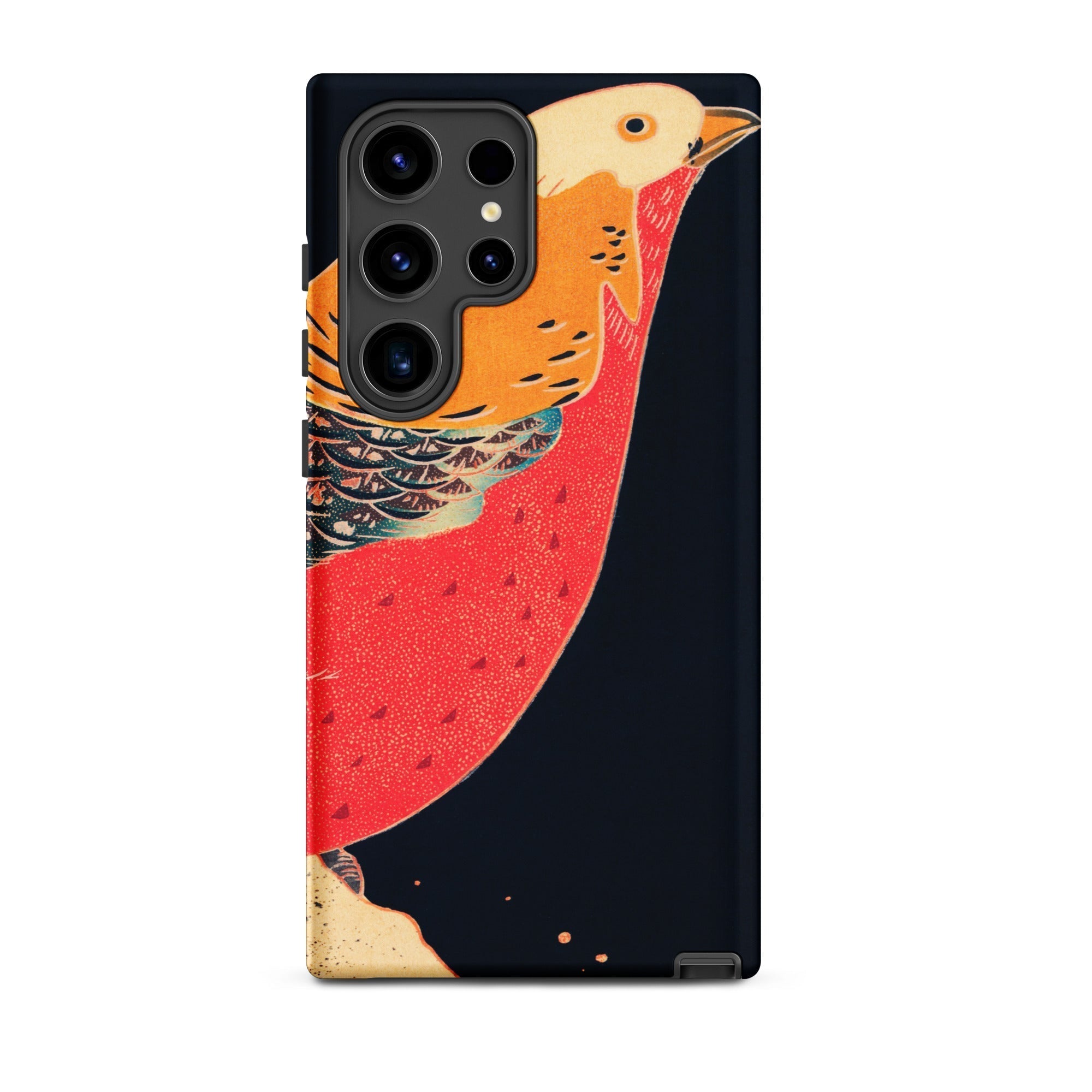 Golden Pheasant in the Snow Ito Jakuchu Samsung Case, Galaxy S24 Ultra / Matte, Smartphone Case Vibrant Stylized Bird Design Red Orange