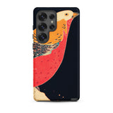 Golden Pheasant in the Snow - Ito Jakuchu Samsung Case, Galaxy S25 Ultra / Matte, Smartphone Black Case Vibrant Red Orange Bird Design