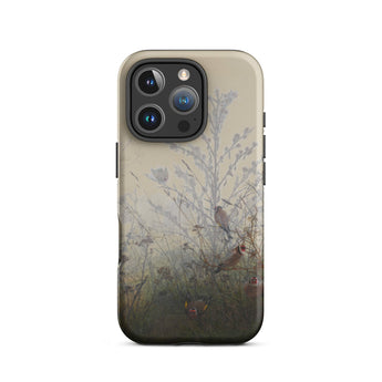 Goldfinches - Leon Bonvin Phone Case Iphone 16 Pro / Matte Matte-finish Delicate Misty Botanical Illustration Birds Finds, Charcoal Gray