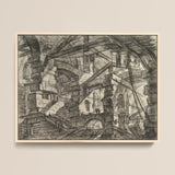 The Gothic Arch - Giovanni Battista Piranesi Art Print / Canvas Framed Black-and-white Architectural Sketch Intricate Multi-level Stone
