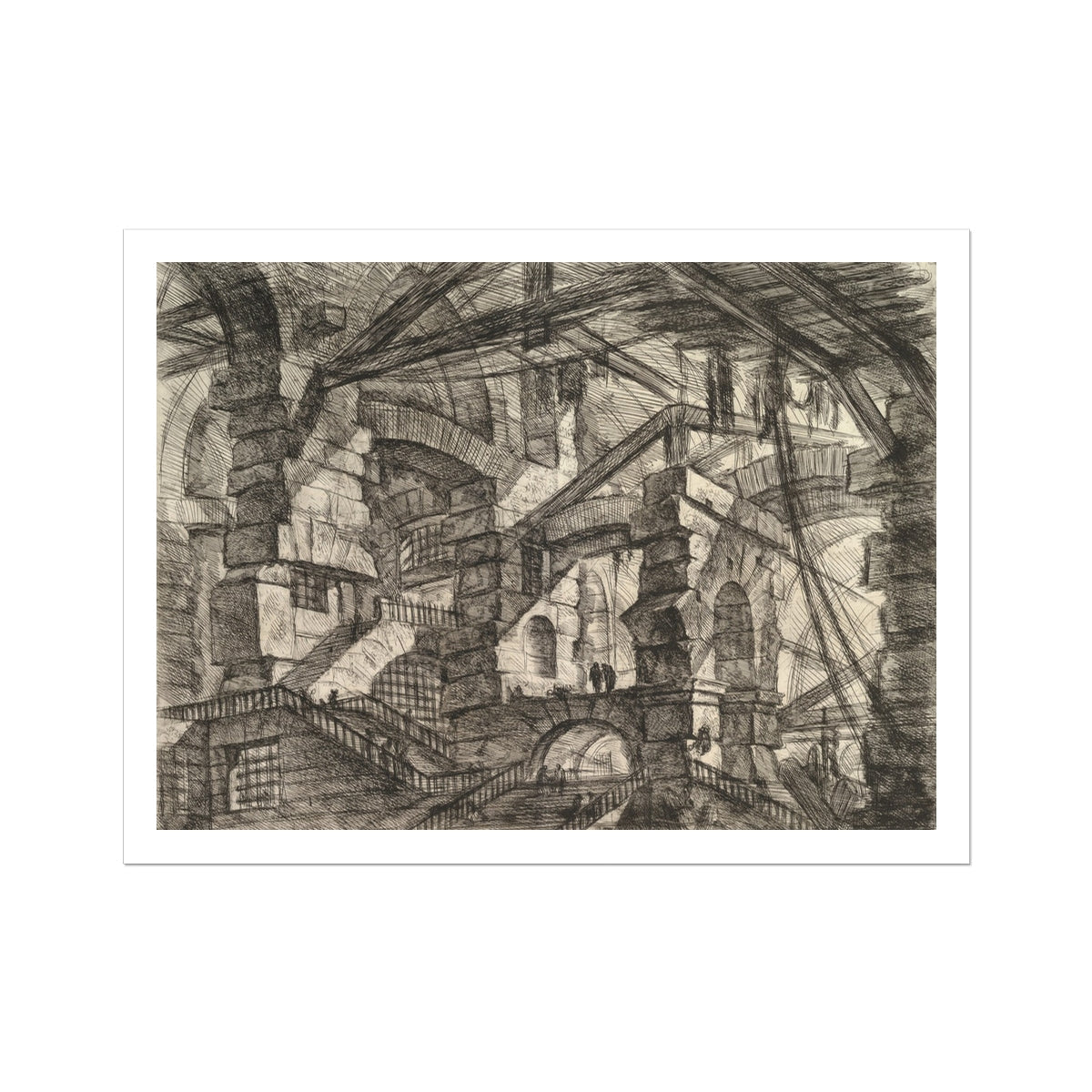 The Gothic Arch - Giovanni Battista Piranesi Art Print, Complex Architectural Fantasy Multiple Arches Staircases Bridges Illusion
