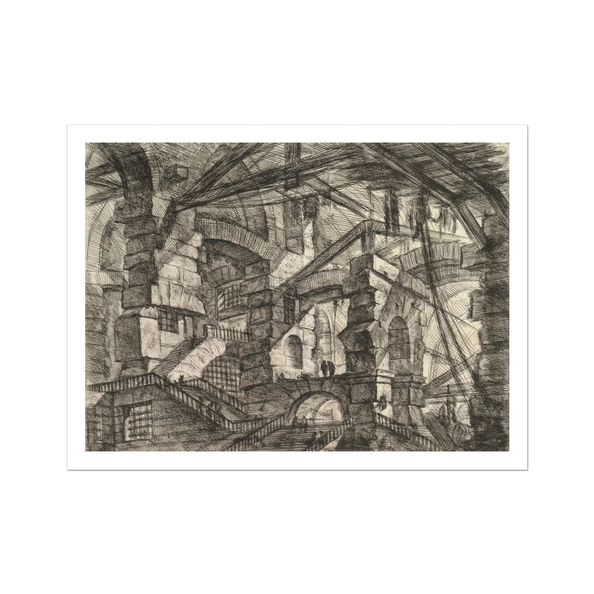 The Gothic Arch - Giovanni Battista Piranesi Art Print, Complex Architectural Fantasy Multiple Arches Staircases Bridges Illusion