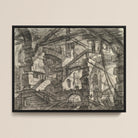 The Gothic Arch - Giovanni Battista Piranesi Framed Canvas, 16x12’’ / 41x31cm / Black Floating Frame, Framed Intricate Pen Ink