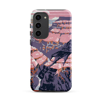 Grand Canyon - Chester Don Powell Samsung Case, Galaxy S23 Plus / Matte, Black Smartphone Case Stylized Grand Canyon Design Shades