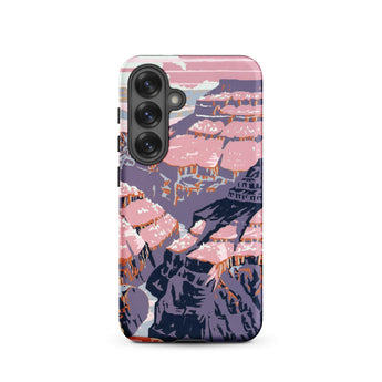Grand Canyon - Chester Don Powell Samsung Case, Galaxy S25 / Matte, Phone Case Stylized Illustration Canyon Landscape Shades Pink