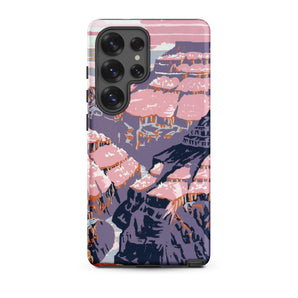 Grand Canyon - Chester Don Powell Samsung Case, Galaxy S25 Ultra / Matte, Smartphone Case Stylized Landscape Design Canyon Pink Purple