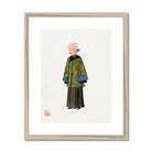 Grand Dame Manchu Fashion Art Print, Illustration Buddhist Monk Traditional Green Robes Blue Sleeves